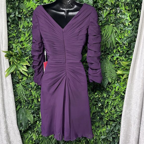 JJ's House Women Dress 6 Purple Formal Short Pleated Stoned Wedding 1658 - Picture 14 of 14